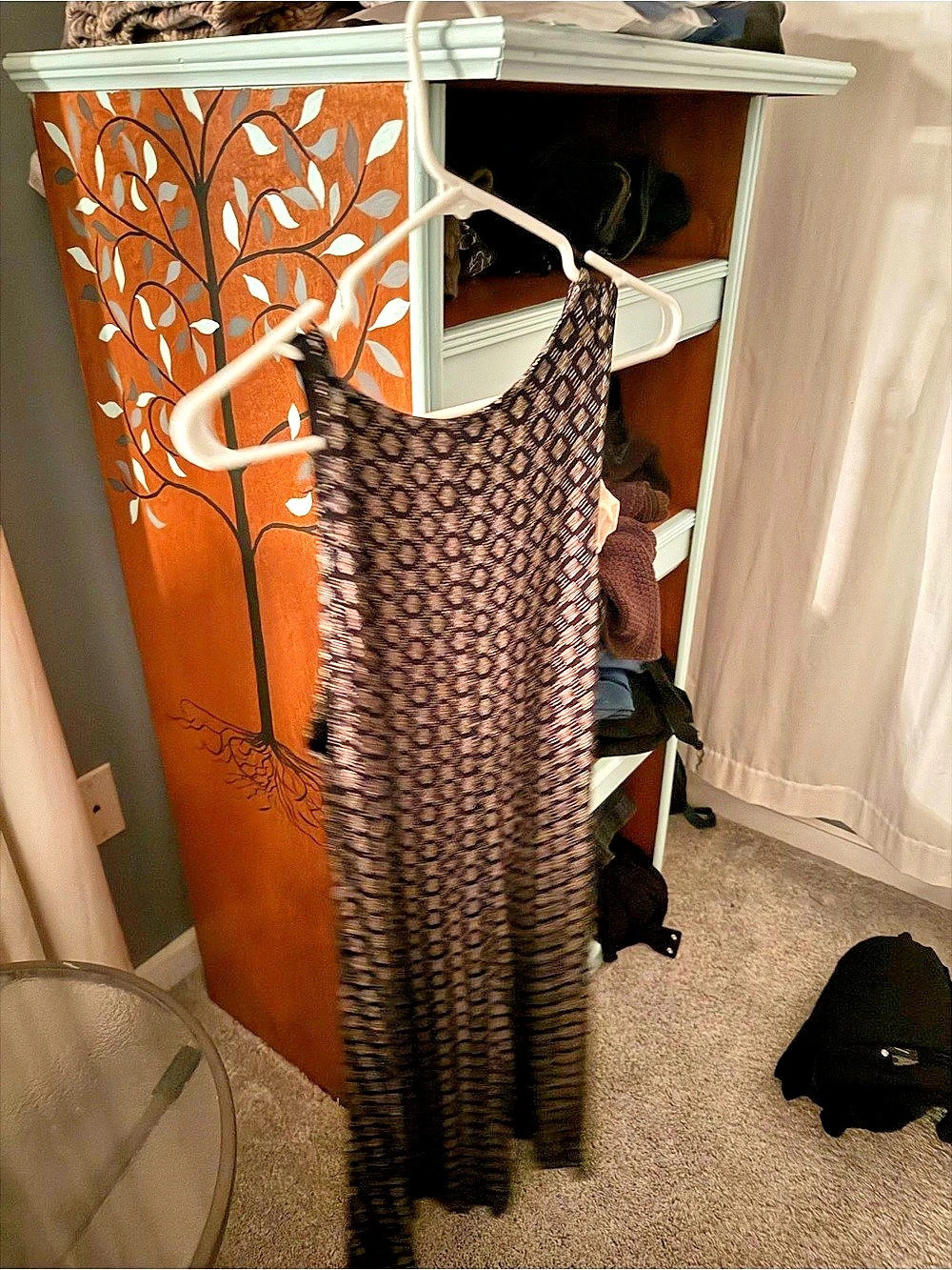 Old Navy Geometric Maxi Dress in Black & Pink Size Large Like New